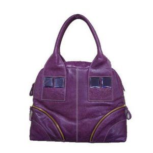 Genuine Leather Purple Handbag Satchel